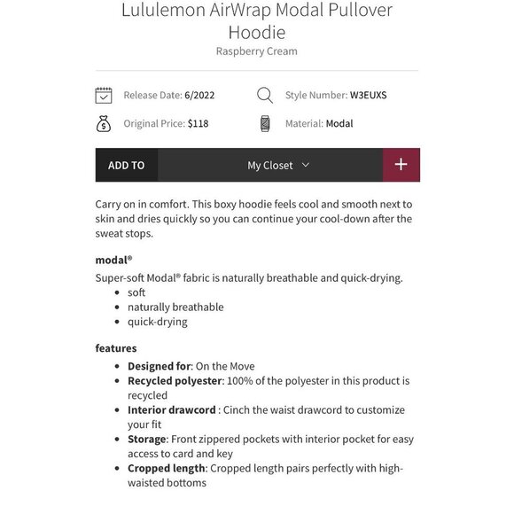 Lululemon airwrap Modal pullover hoodie, Coral, Size 4 J175 - Picture 3 of 11